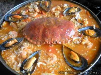 Arròs caldós de marisc amb bou de mar